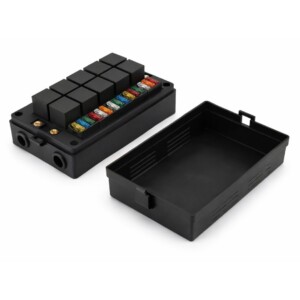 Boîte à relais et fusibles complète – 10 relais 40A + 15 fusibles ATO + 3 fusibles haute puissance ANL – 12V – PA66