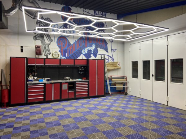 Lámpara led hexagonal Panal de abejas 2,4m x 4,8m 550W 6500k 230V Detailing Garage Barber - Imagen 5
