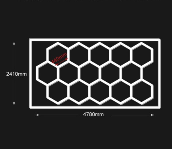 Lámpara led hexagonal Panal de abejas 2,4m x 4,8m 550W 6500k 230V Detailing Garage Barber - Imagen 11