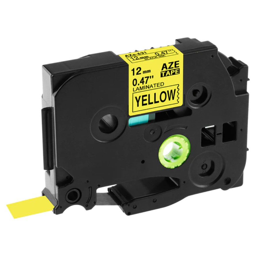 Cassette de ruban AZe-631 12mm noir sur jaune pour étiqueteuse Brother  P-touch - Discount AutoSport