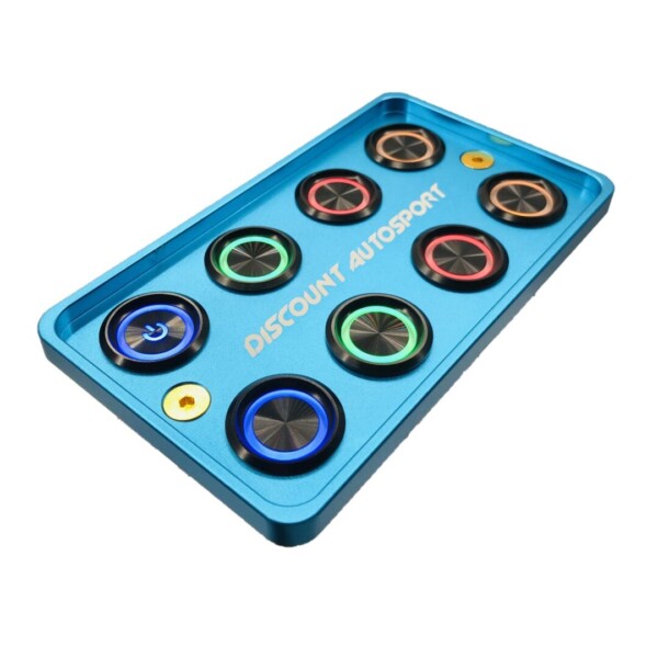 Piastra di avviamento CNC blu 8 interruttori rotondi in alluminio Look PDM "Pannello interruttori" 25 ampere 12 volt - immagine 3