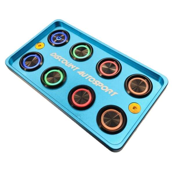 Piastra di avviamento CNC blu 8 interruttori rotondi in alluminio Look PDM "Pannello interruttori" 25 ampere 12 volt - immagine 5
