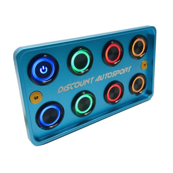 Piastra di avviamento CNC blu 8 interruttori rotondi in alluminio Look PDM "Pannello interruttori" 25 ampere 12 volt - immagine 2