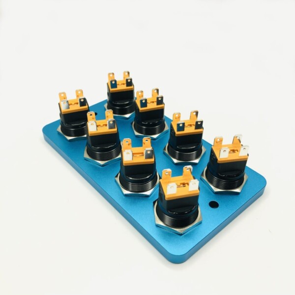 Piastra di avviamento CNC blu 8 interruttori rotondi in alluminio Look PDM "Pannello interruttori" 25 ampere 12 volt - immagine 8