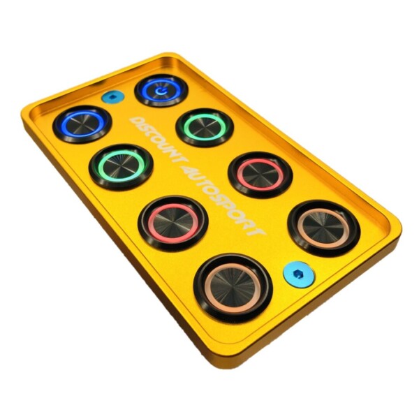 Piastra di avviamento in oro CNC 8 interruttori rotondi in alluminio Look "Switch Panel" PDM 25 ampere 12 volt - immagine 3