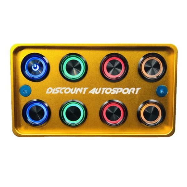 Piastra di avviamento in oro CNC 8 interruttori rotondi in alluminio Look "Switch Panel" PDM 25 ampere 12 volt - immagine 4