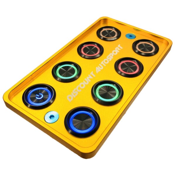 Piastra di avviamento in oro CNC 8 interruttori rotondi in alluminio Look "Switch Panel" PDM 25 ampere 12 volt - immagine 5