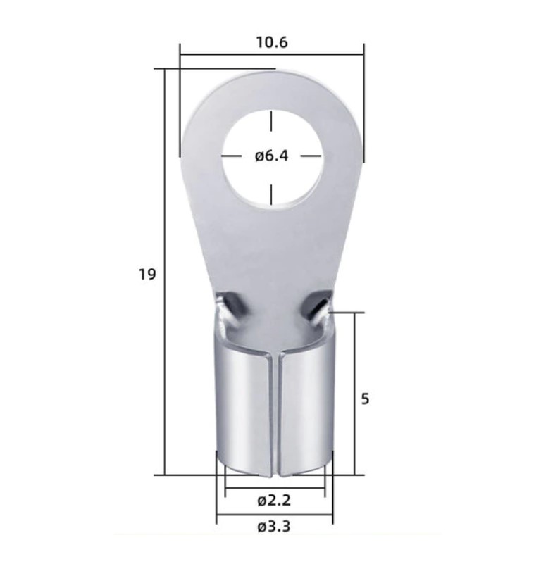 Cosse électrique ronde à sertir - Laiton Borne 6mm /// en Stock sur BIXESS™