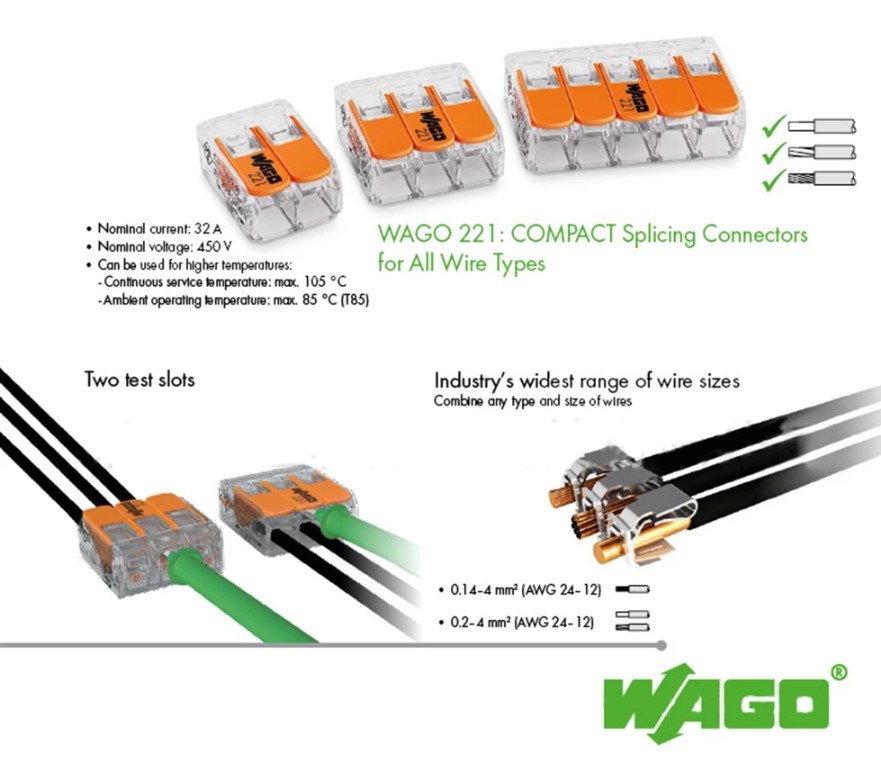 Bornier de connexion WAGO 450 volts 32A 2 à 5 bornes - Discount AutoSport