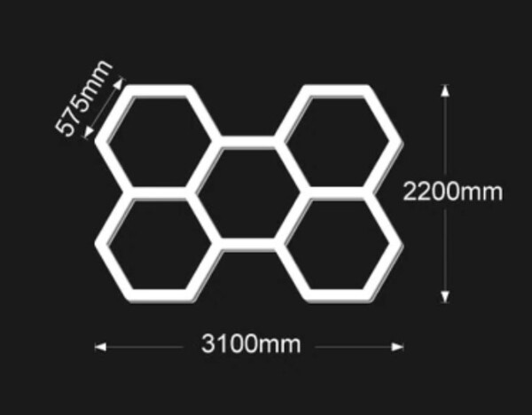 Hexagon LED light Honeycomb ceiling lamp garage 230V 3.1m x 2.2m 350W 6500k detailing - Image 4