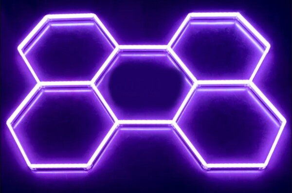 Lámpara led hexagonal Panal de abejas multicolore RGB 2.5m x 2.4m 65W 230V Detailing Garage Barber - Imagen 7