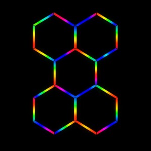 Lampe LED de plafond 5 hexagones RGB – 2,5 m x 1,7 m – 50W – 230V – Contrôle Bluetooth