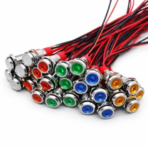 LED Indicator Light Ø10 mm - 12V / 24V - Stainless steel body - IP67 - 5 Colours - Instrument Panel