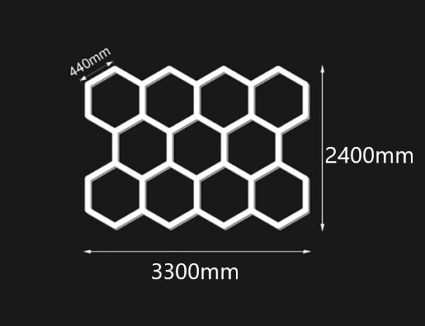 Sechseckige LED-Leuchte Waben-Deckenleuchte 3.2M x 2.3M LED 280W 6500k Detailing Garage Barber – Bild 3