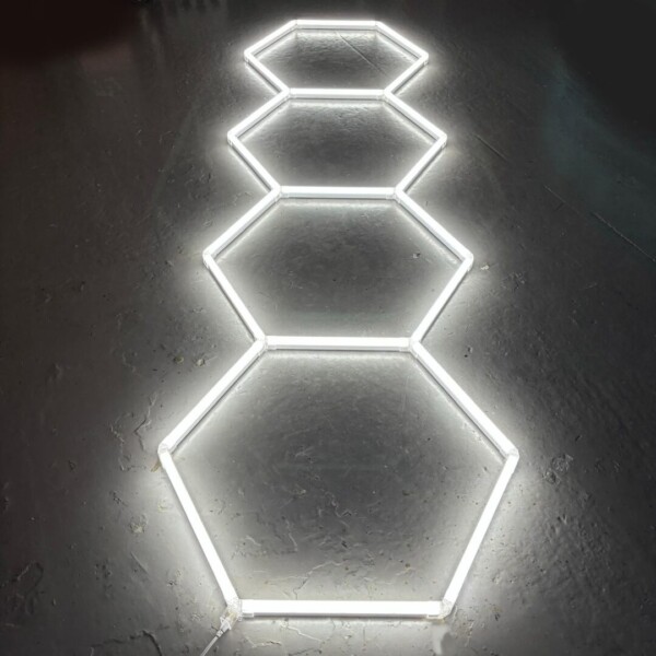 Luce led esagonale 4 nido d'ape plafoniera garage 230V 3.2M X 1M 130W 6500K detailing - immagine 2