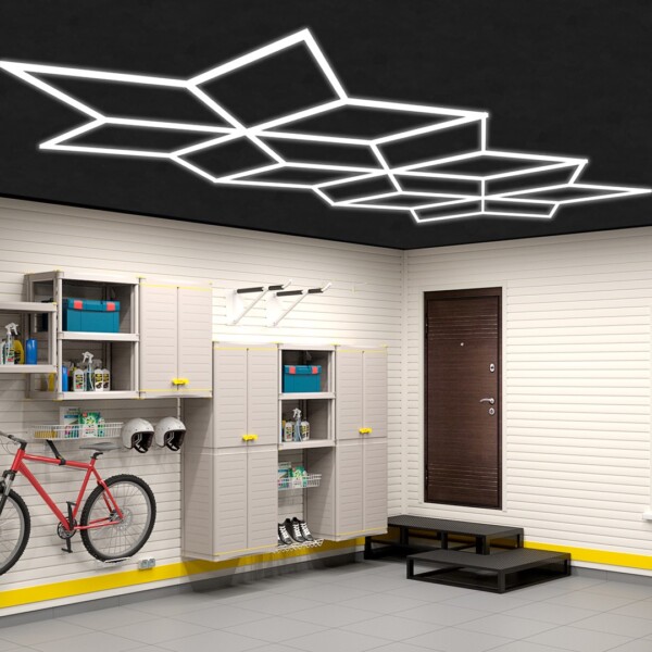 lámpara led hexagonal Panal de abejas 16 triángulos 5.5m x 2.8m 360W 6500k 230V Detailing Garage Barber - Imagen 3