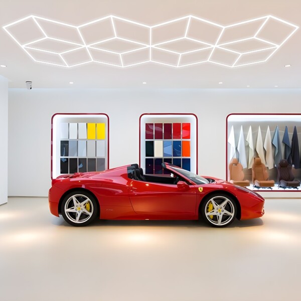 lámpara led hexagonal Panal de abejas 20 diamantes 5.6m x 2.4m 430W 6500k 230V Detailing Garage Barber - Imagen 5