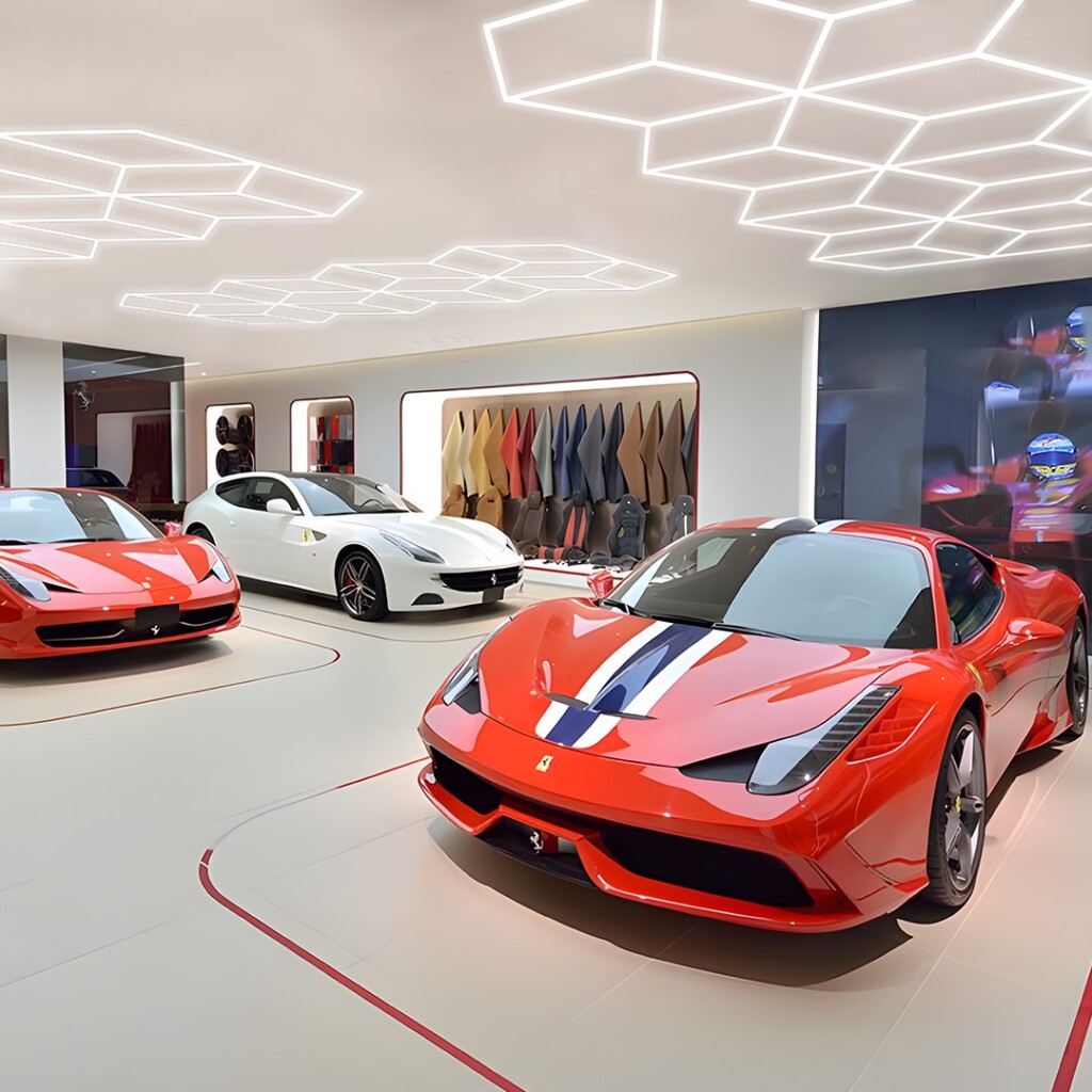 DIKHEE Luminaire De Garage à LED En Nid D'abeille 5-Hex, 192W 6500K Plafonnier D'Atelier LED