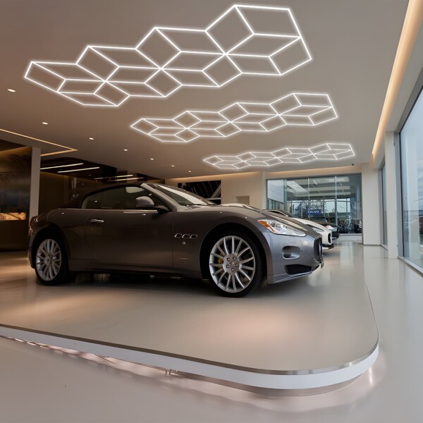 lámpara led hexagonal Panal de abejas 20 diamantes 5.6m x 2.4m 430W 6500k 230V Detailing Garage Barber - Imagen 4
