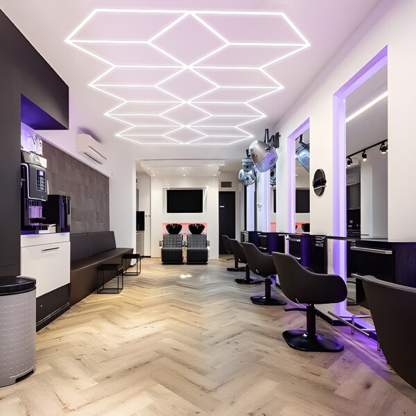 lámpara led hexagonal Panal de abejas 20 diamantes 5.6m x 2.4m 430W 6500k 230V Detailing Garage Barber - Imagen 2
