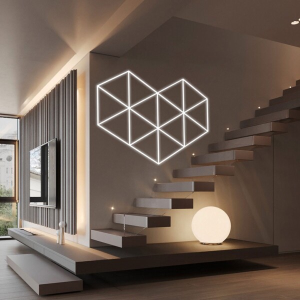 Sechseckige LED-Leuchte Waben-Deckenleuchte 3 Sechsecke + 14 Dreiecke Herz 2.8m x 2m 220W 6500k 230V Detailing Garage Barber – Bild 8