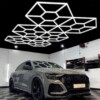 Hexagon led light 6 hexagon + 46 honeycomb triangles 4.8m x 2.8m 590W 6500k 230V detailing garage barber