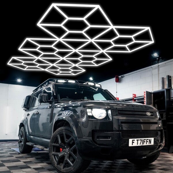 Hexagon led light 6 hexagon + 46 honeycomb triangles 4.8m x 2.8m 590W 6500k 230V detailing garage barber - Image 2