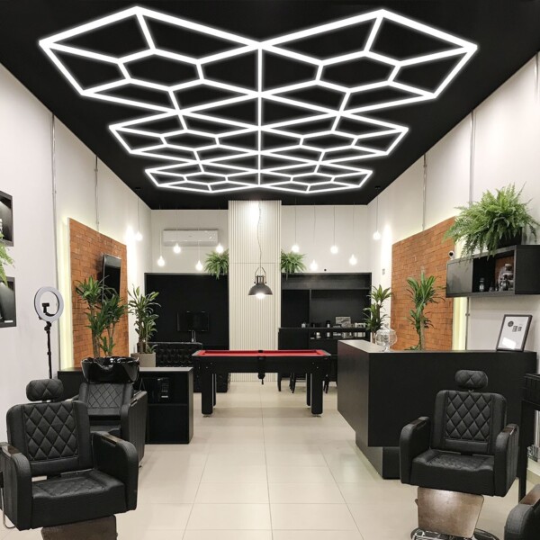 Hexagon led light 6 hexagon + 46 honeycomb triangles 4.8m x 2.8m 590W 6500k 230V detailing garage barber - Image 4