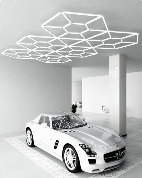 Hexagon led light 6 hexagon + 46 honeycomb triangles 4.8m x 2.8m 590W 6500k 230V detailing garage barber - Image 7