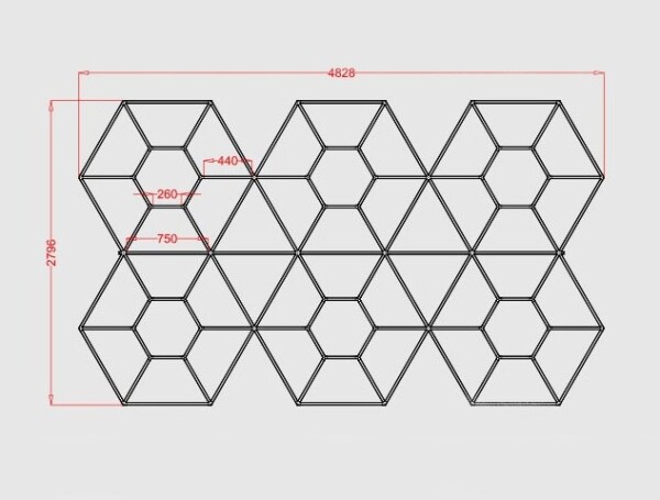 Hexagon led light 6 hexagon + 46 honeycomb triangles 4.8m x 2.8m 590W 6500k 230V detailing garage barber - Image 8