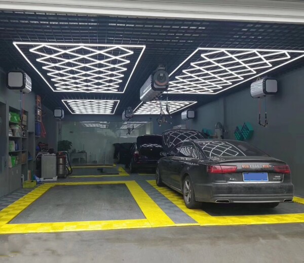 Lámpara led hexagonal 10 cuadrados Panal de abejas 4.8m x 2.4m 510W 6500k 230V Detailing Garage Barber - Imagen 6