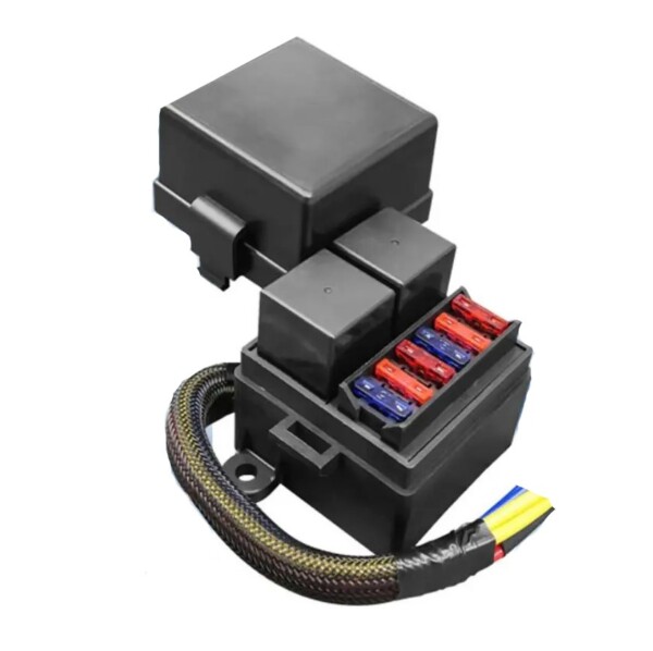 Kasten mit 2 Relais + 6 Sicherungen 160 Ampere, vorverdrahtet für 12-Volt-Installation