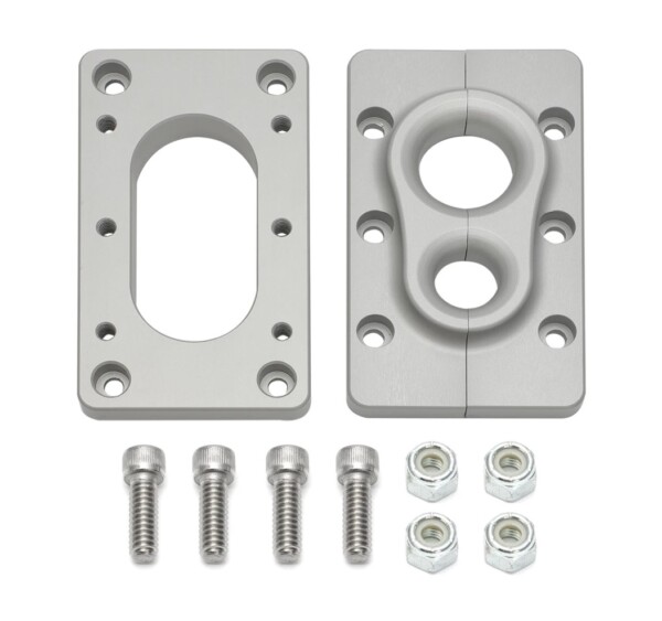 Schottdurchführung 25mm + 15mm aus Aluminium zum Anschrauben für Kabelbaum und Schläuche