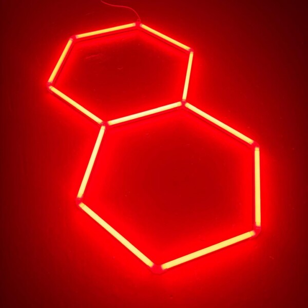 LED Lamp 2 Hexagon Honeycomb Ceiling 1.6M x 1M 70W Red Detailing Garage Barber Gym - Image 3