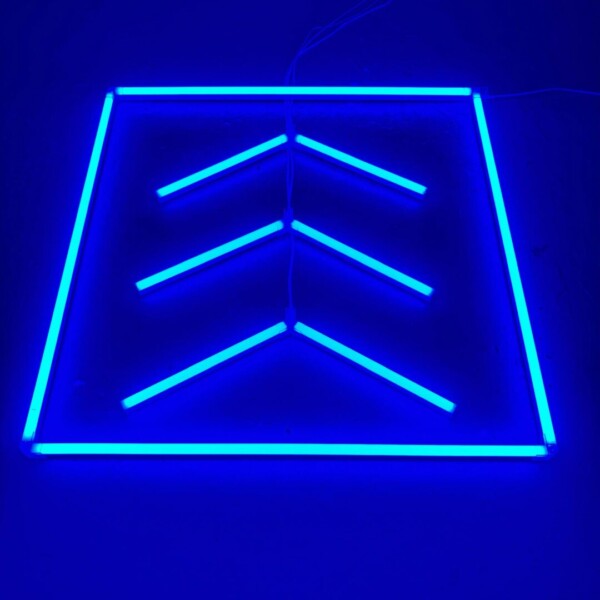 Plafón led 1 cuadrado + 3 flechas 1.2M x 1.2M 100W azul Detailing Barber Garage gym