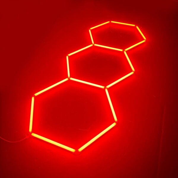 Lampada 3 esagoni allineati a nido d'ape a soffitto 3M x 1,2M a led bianco 130W 6500k Detailing Garage Barber - immagine 3