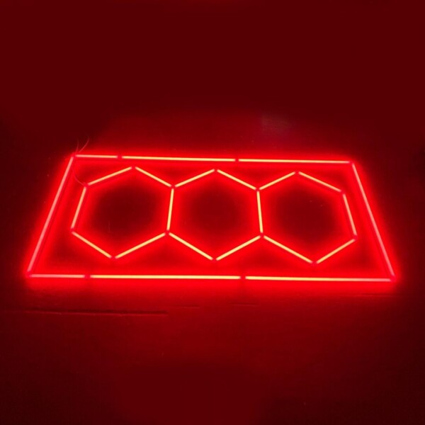 Lampada 3 esagoni + rettangolo a nido d'ape soffitto 3M x 1,2M 240W Rosso Detailing Garage Barber Gym - immagine 3