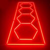 Luce LED 4 esagoni + contorno soffitto a nido d'ape 3,6M x 1,2M 230W Rosso 6500k Detailing Garage Barber Gym