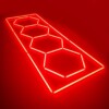 Luce LED 4 esagoni + contorno soffitto a nido d'ape 3,6M x 1,2M 230W Rosso 6500k Detailing Garage Barber Gym - immagine 3