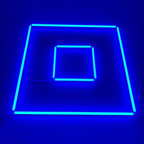 Lampada a soffitto a led doppio quadrato 1,2M + 0,5M 88W Blu dettaglio garage barbiere palestra