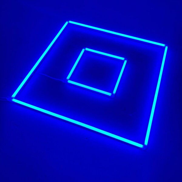 Lampada a soffitto a led doppio quadrato 1,2M + 0,5M 88W Blu dettaglio garage barbiere palestra - immagine 2