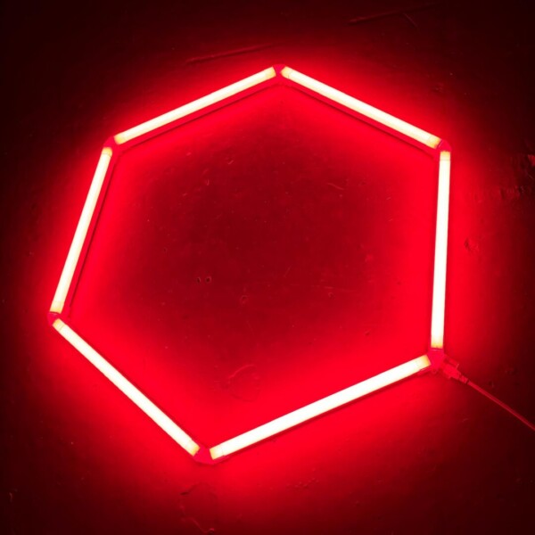 Lampada LED 1 esagono soffitto a nido d'ape diametro 1M 36W Rosso Detailing Garage Barber Gym - immagine 3