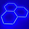 Plafón LED 3 hexágonos agrupados nido de abeja 2M x 2M 130W Azul Detallado Garaje Peluquería Gimnasio