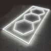 Lamp 3 hexagons + rectangle honeycomb ceiling 3M x 1.2M 240W White 6500K Detailing Garage Barber Gym - Image 2