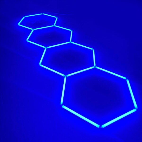 Luce LED 4 esagonale a nido d'ape soffitto 3,2M x 1M 130W Blu Detailing Garage Barber Gym - immagine 3