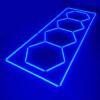 Luz LED 4 hexágonos + nido de abeja contorno de techo 3.6M x 1.2M 230W Azul Detallado Garaje Peluquería Gimnasio