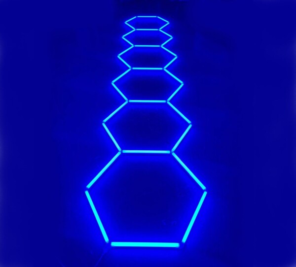 Luz LED 6 hexágono nido de abeja techo 4.8M x 1M 186W Azul Detallado Garaje Peluquería Gimnasio - Imagen 2