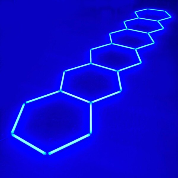 Luz LED 6 hexágono nido de abeja techo 4.8M x 1M 186W Azul Detallado Garaje Peluquería Gimnasio