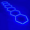 Luz LED 6 hexágono nido de abeja techo 4.8M x 1M 186W Azul Detallado Garaje Peluquería Gimnasio - Imagen 3