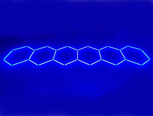 Luz LED 6 hexágono nido de abeja techo 4.8M x 1M 186W Azul Detallado Garaje Peluquería Gimnasio - Imagen 4
